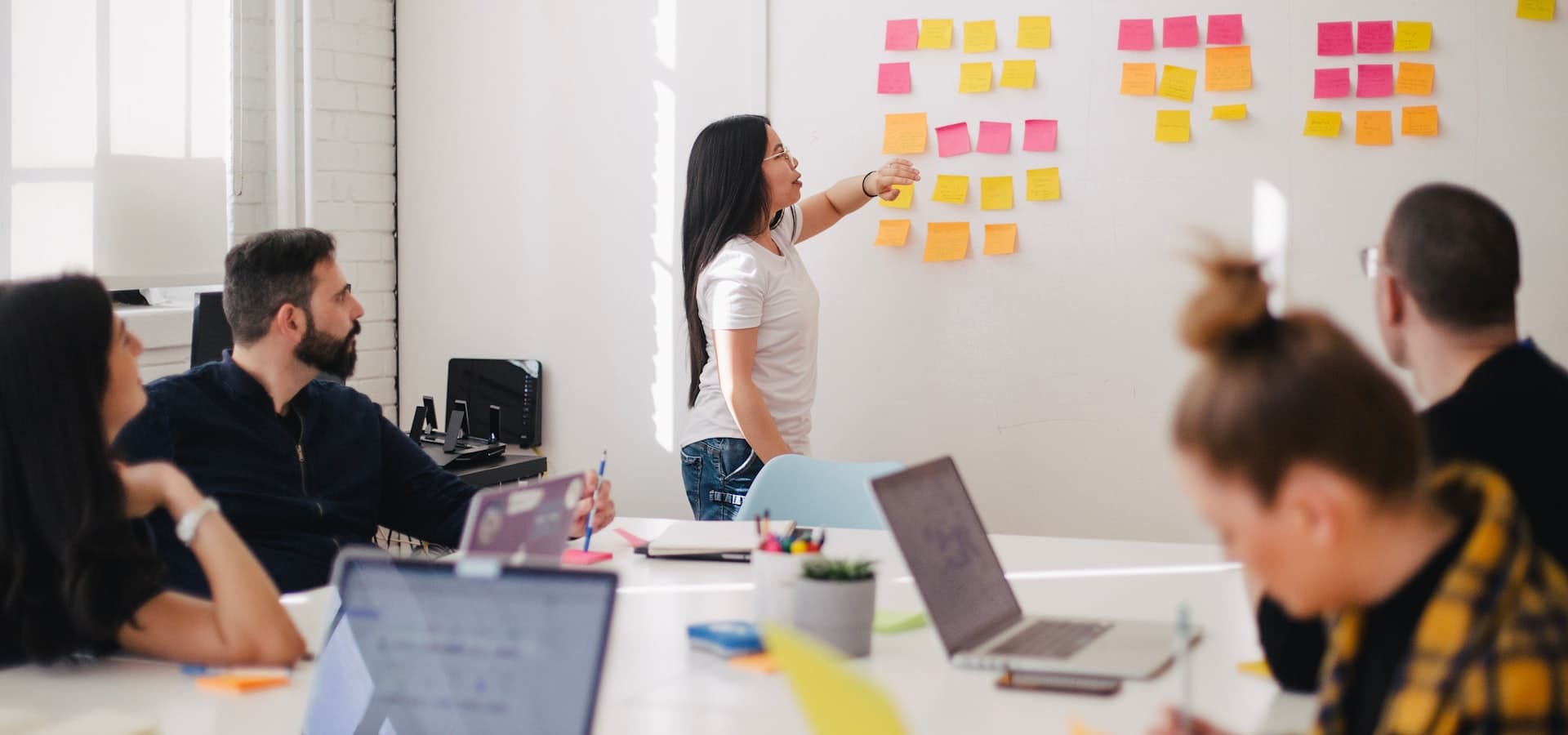 Business owner mapping a workflow with their team
